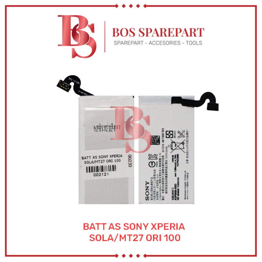 BATTERY AS SONY XPERIA SOLA / MT27 ORI 100 / BATERAI / BATRE