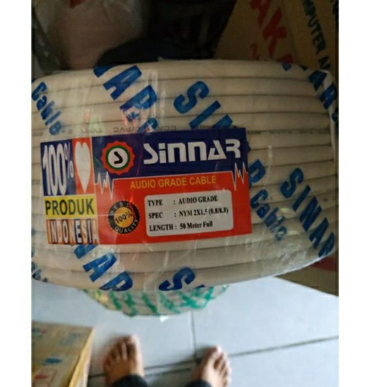 {NBL.18Oc22d} (50m) Roll kanel nym 2x1.5mm 2x1.5 merk sinar 50m full kabel audio grade kualitas bagu
