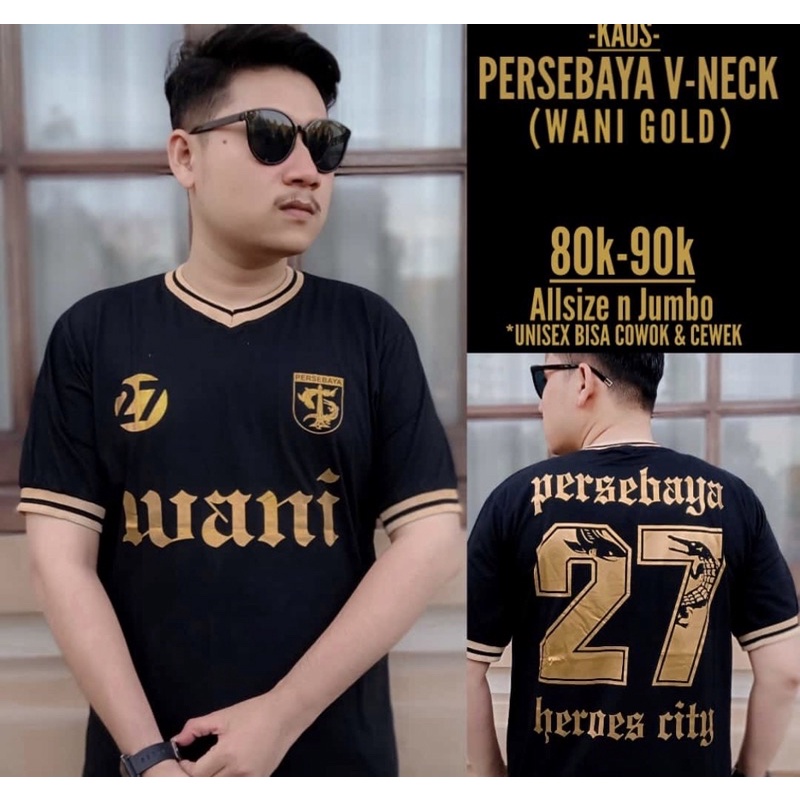 CUCI GUDANG!! KAOS TSHIRT PERSEBAYA HITAM GOLD WANI BONEK