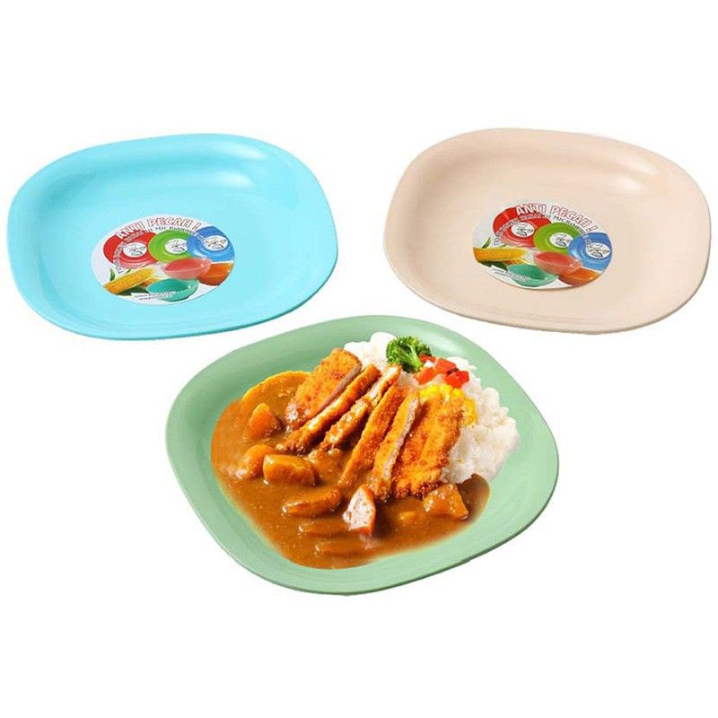 12 Pcs Piring Makan Segi 9,5 Melamine Lucky Bird