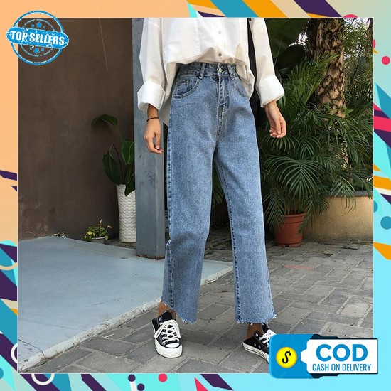 Delency Fashion - Celana Jeans Pinggang Karet Panjang Wanita Kheisya Jeans - Celana Lepis Jeans Jins
