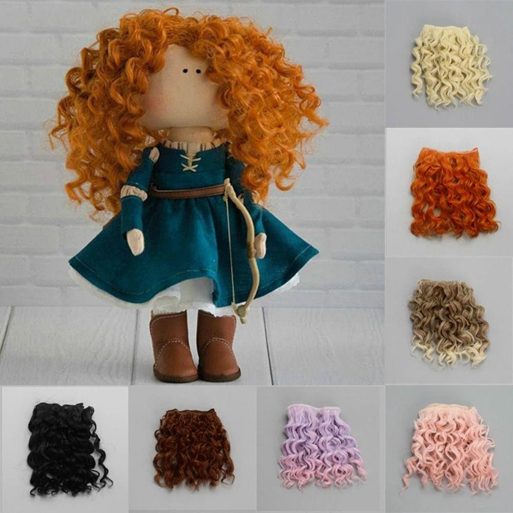 Lanfy Boneka Rambut Wig DIY Anak Hadiah Suhu Tinggi BJD Boneka Wig Emas Coklat15 * 100 cm Boneka Rambut