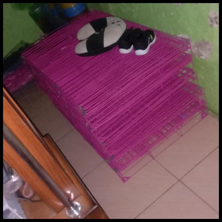 Kandang Besi Lipat/ Kucing Tingkat 1 + Roda Pintu Bulat Size Xxl / 90