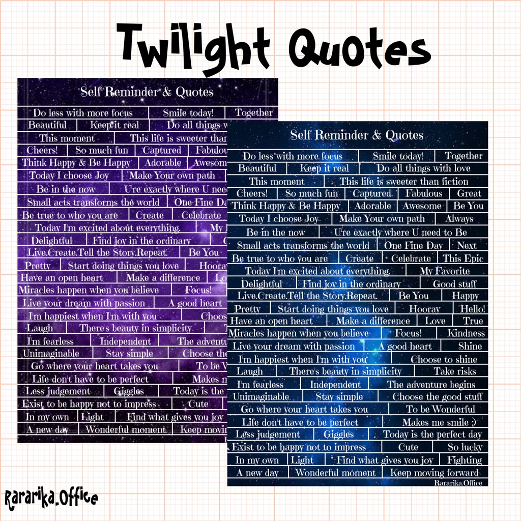 Stiker Galaxy Aesthetic Self Reminder Sticker Twilight Quotes