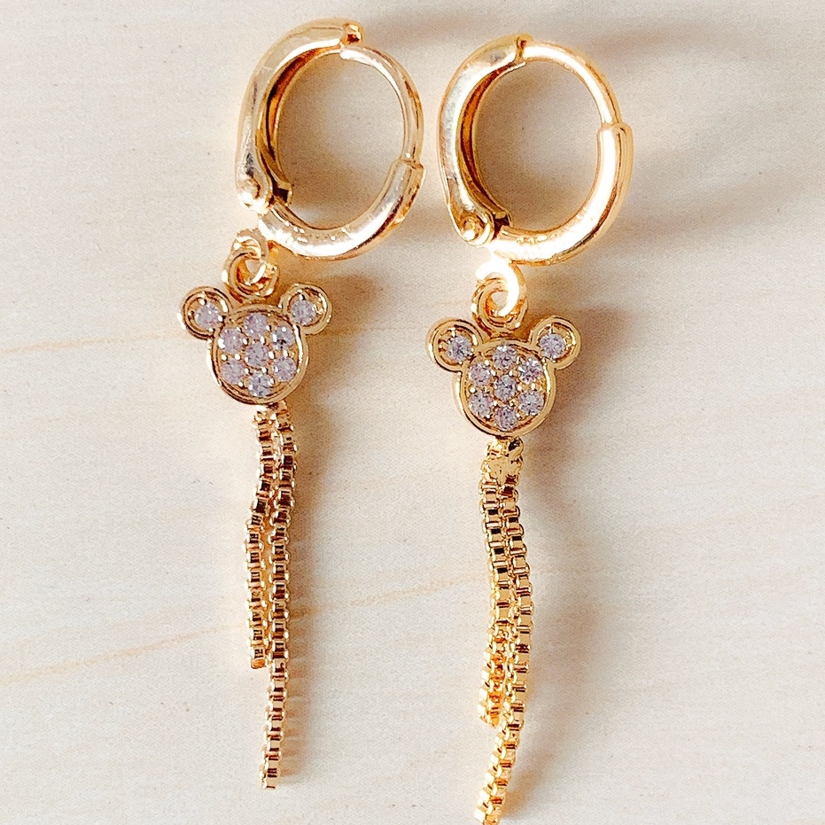 Anting Anak Mini Head Jurai Zirconia Gold