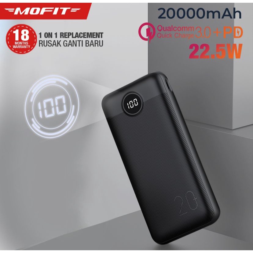 MOFIT M27PRO Powerbank 20.000mAh Quick Charge 3.0A 22.5W + PD (Power Delivery)