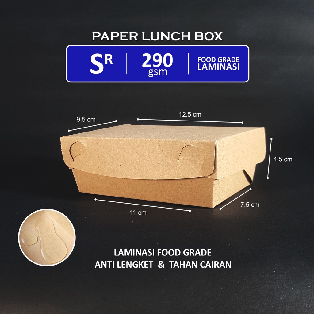 Lunch Box Size S Kotak Makan Ukuran S Laminasi Tebal 290 gsm Paper Kraft Coklat Food Grade