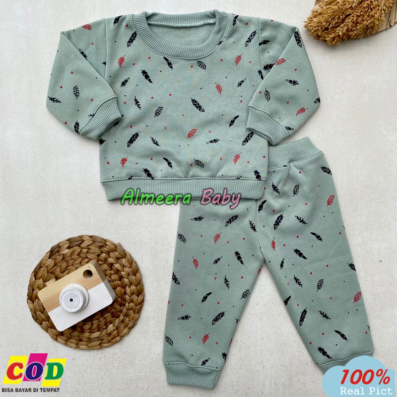 Setelan Baju Bayi Setelan Sweater Celana Jogger Usia 3-12 Bulan Almeera Baby and Kids