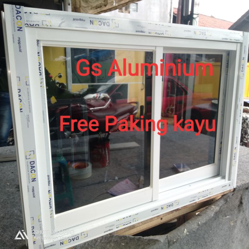 Jendela aluminium sliding 50x100 free paking kayu