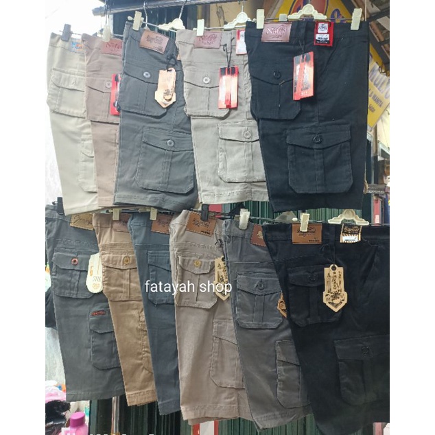Celana Pendek Cargo Kargo Pria UK 27-38 Strecth Melar Original