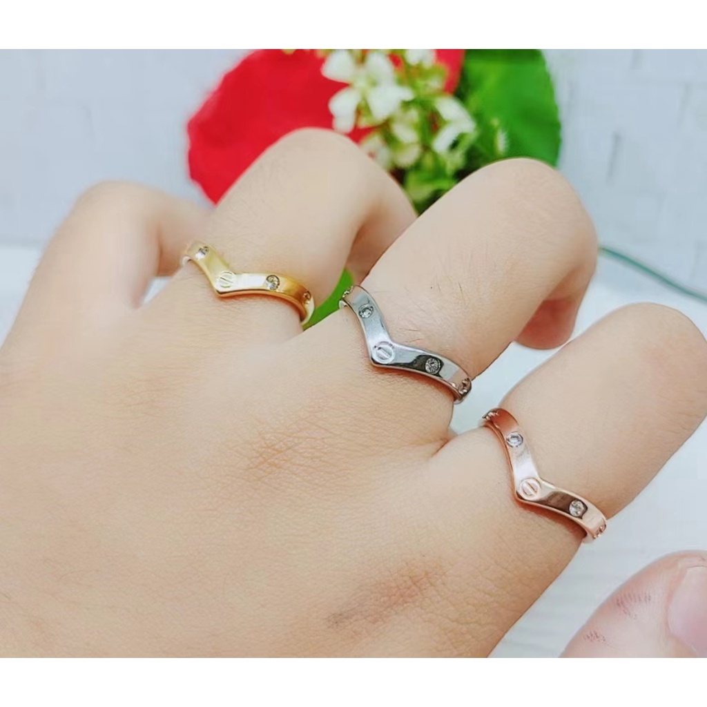 Cincin Titanium Permata Dan Polos Perhiasan Fashion P01