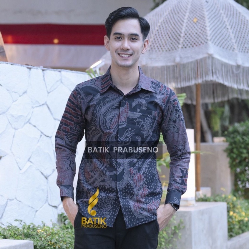 Kemeja Batik Pria Slimfit Original Prabuseno Motif JORDAN Lengan Panjang  Formal Full Furing Premium