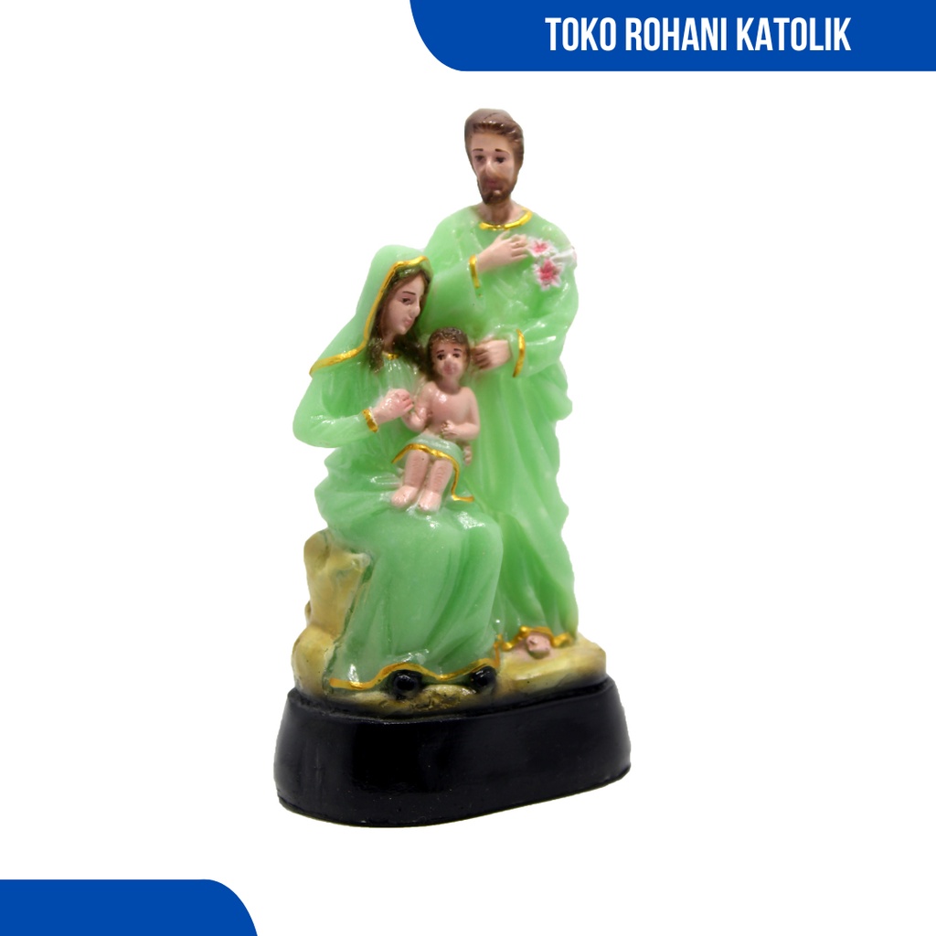 PATUNG KELUARGA KUDUS 15 CM BAHAN FOSFOR (DUDUK) / PATUNG KELUARGA KATOLIK  GLOW IN THR DARK/ PATUNG SANTO YOSEF/ PATUNG TUHAN YESUS / PATUNG BUNDA MARIA / PATUNG SANTO YUSUF