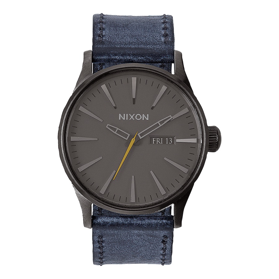 Nixon Sentry Leather Gunmetal / Navy A1051893