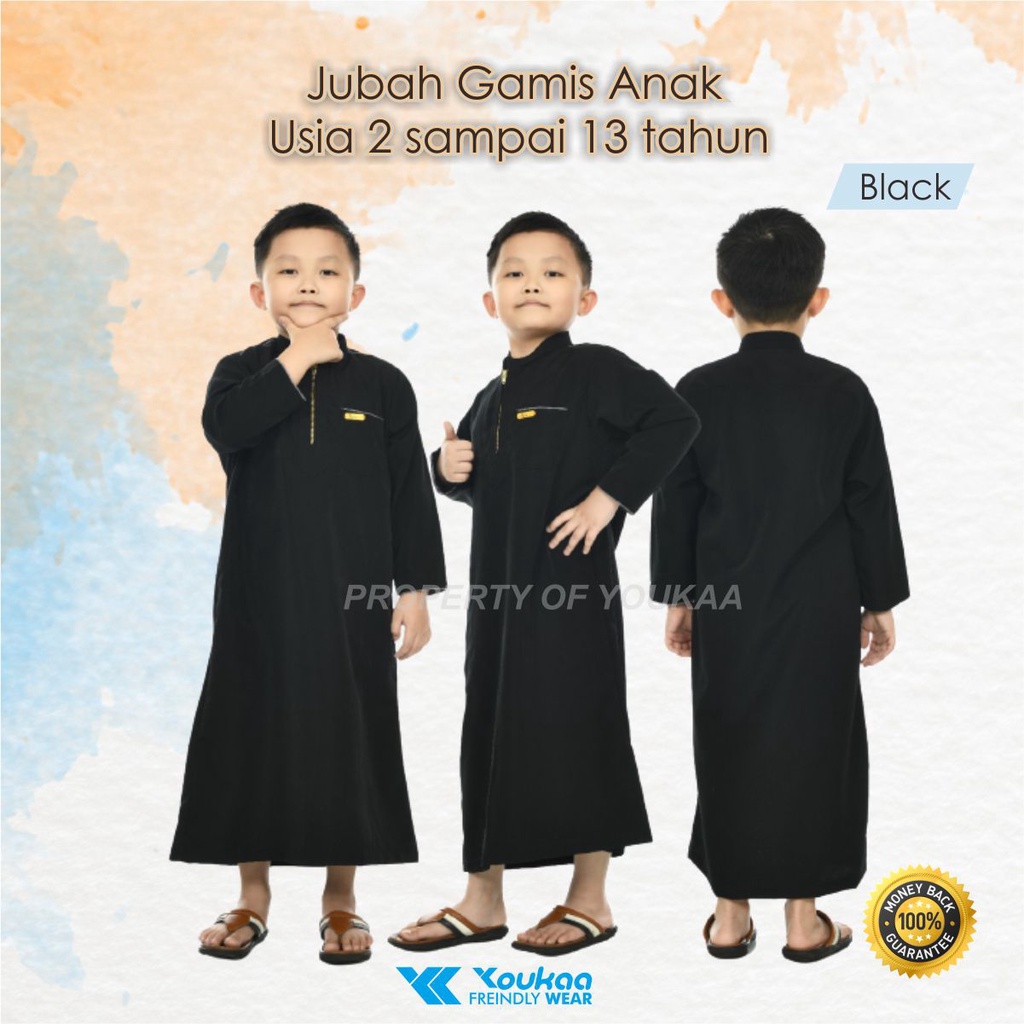 Gamis Anak Laki Laki Motif Polos Jubah Lengan Panjang Untuk Usia 2 Sampai 7 Tahun Anti Kusut