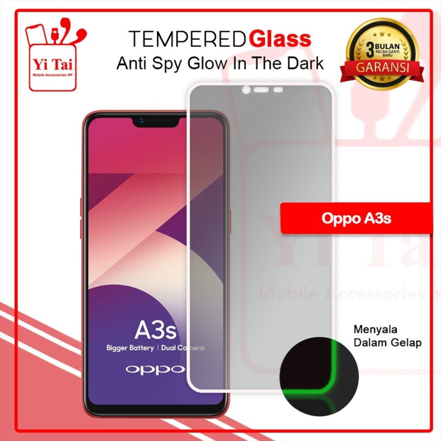 YI-TAI TEMPERED GLASS PREMIUM SPY GLOW IN THE DARK OPPO A3S OPPO A5 2020 OPPO A9 2020 OPPO A15 OPPO A16 OPPO A31 OPPO A33 OPPO A36 WHITE_CELL