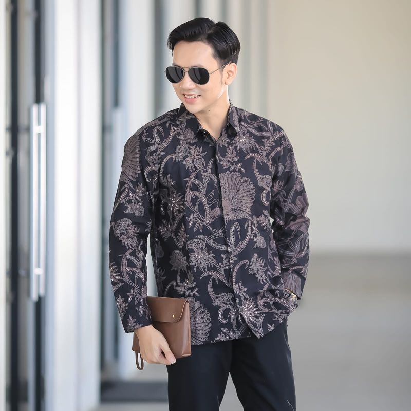 BATIK BOLO DEWO Motif SBY Hem Atasan Kemeja Baju Batik Pria Lengan Panjang