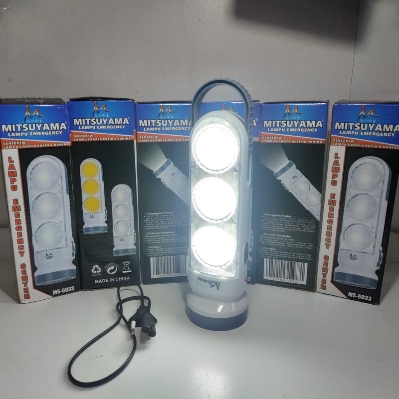 Bisa Cod Lampu Emergency Senter 1 Watt Cahaya Putih Kuning Mitsuyama MS-6033