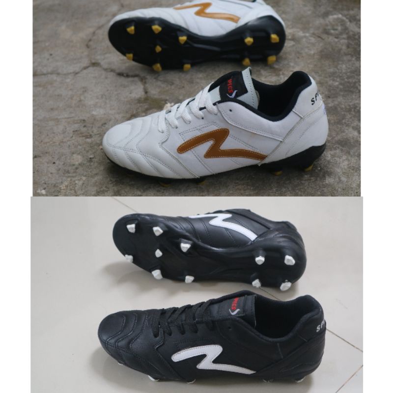 sepatu bola kulit specs white gold premium