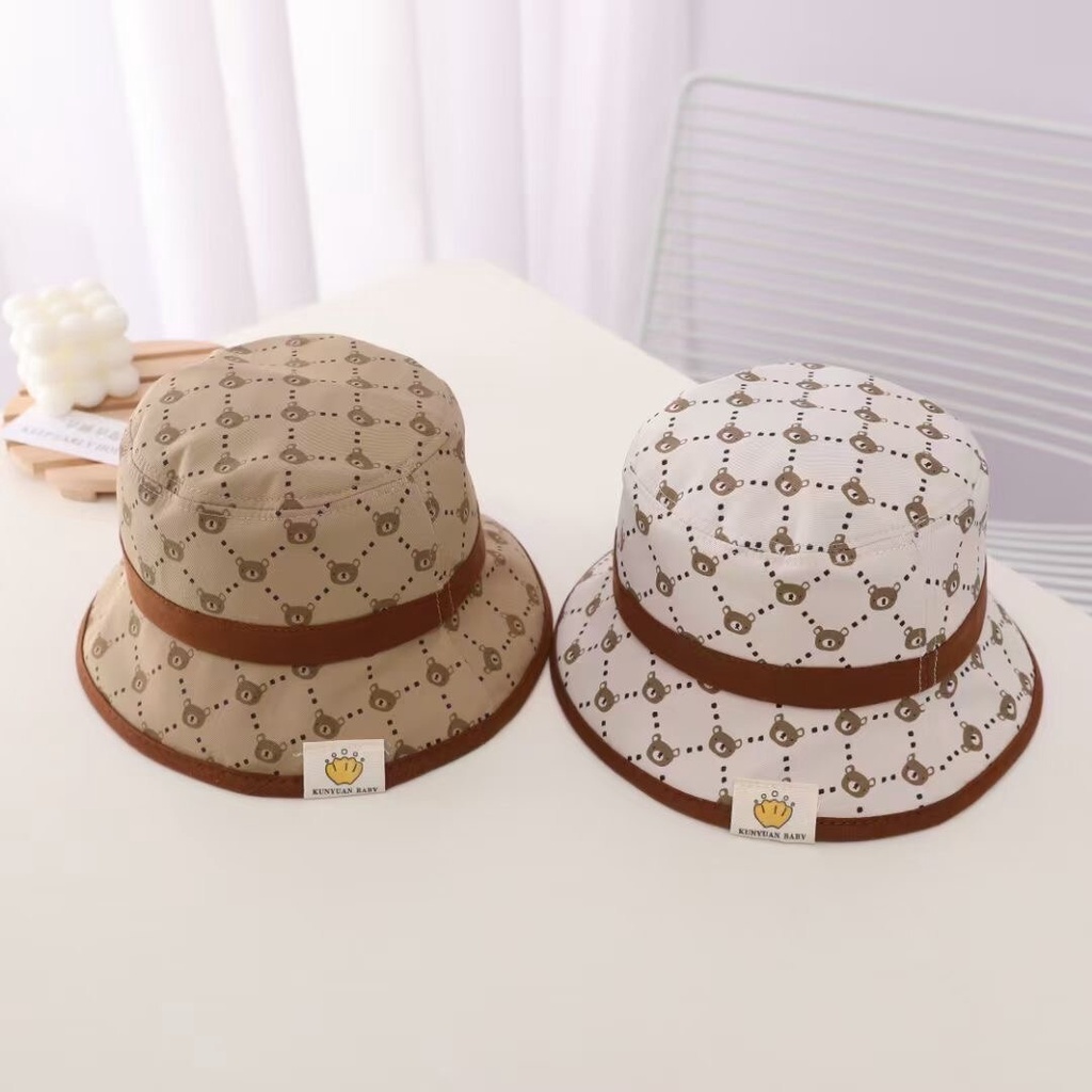 COD- Topi dan bucket hat anak laki laki impor korea usia 1-5 tahun / topi anak lucu premium Ala korea Motif Mini Bear