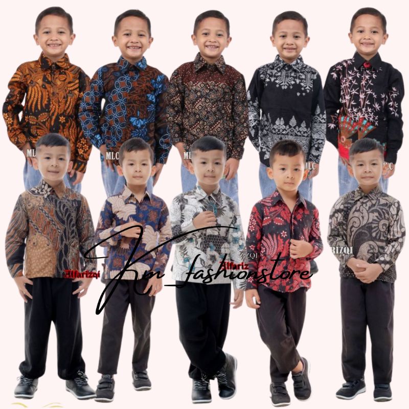 KEMEJA BATIK ANAK COWOK BAJU BATIK ANAK LENGAN PANJANG UMUR 2-12 TAHUN