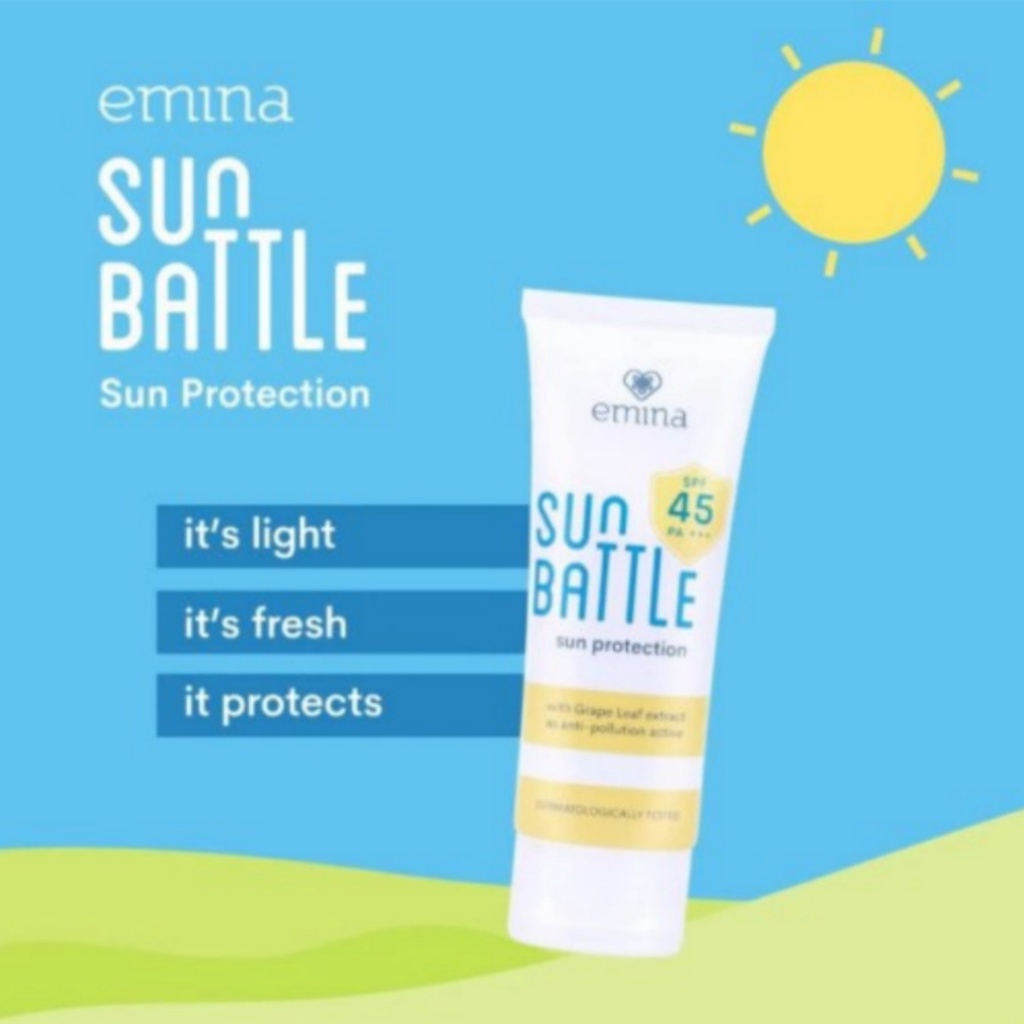 Emina Sun Protection SPF 30 PA+++ 60ml | Emina Sun Battle SPF 45 | 30 PA+++ 23ml Sunscreen Skin Buddy