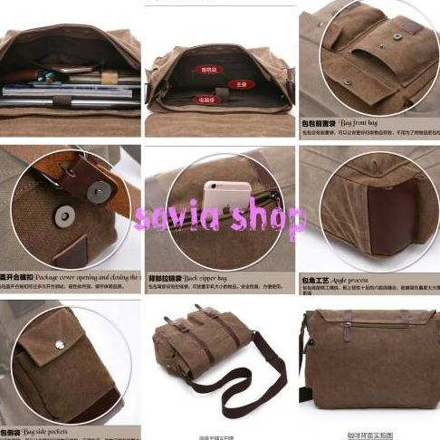 tas selempang kanvas biru/tas sandang/tas pria/tas wanita/tas laptop