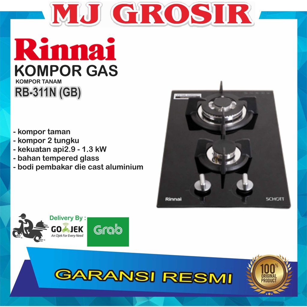 KOMPOR 2 TUNGKU RINNAI RB 312 N-GB KOMPOR TANAM RB-312N(BG)