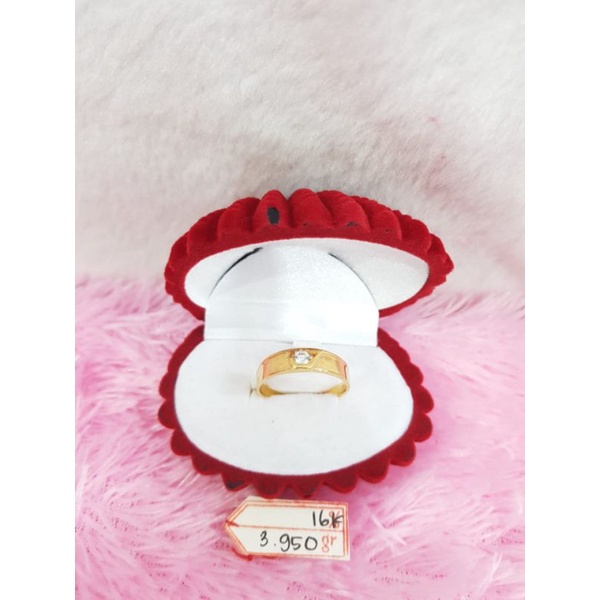 CP2584F138F cincin kawin emas tunangan bridal persegi permata emas kuning asli berat 3.950 no.22 d 2