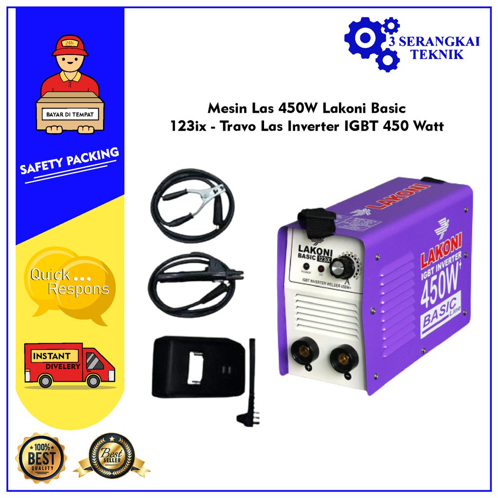 Mesin Las 450W Lakoni Basic 123ix - Travo Las Inverter IGBT 450 Watt