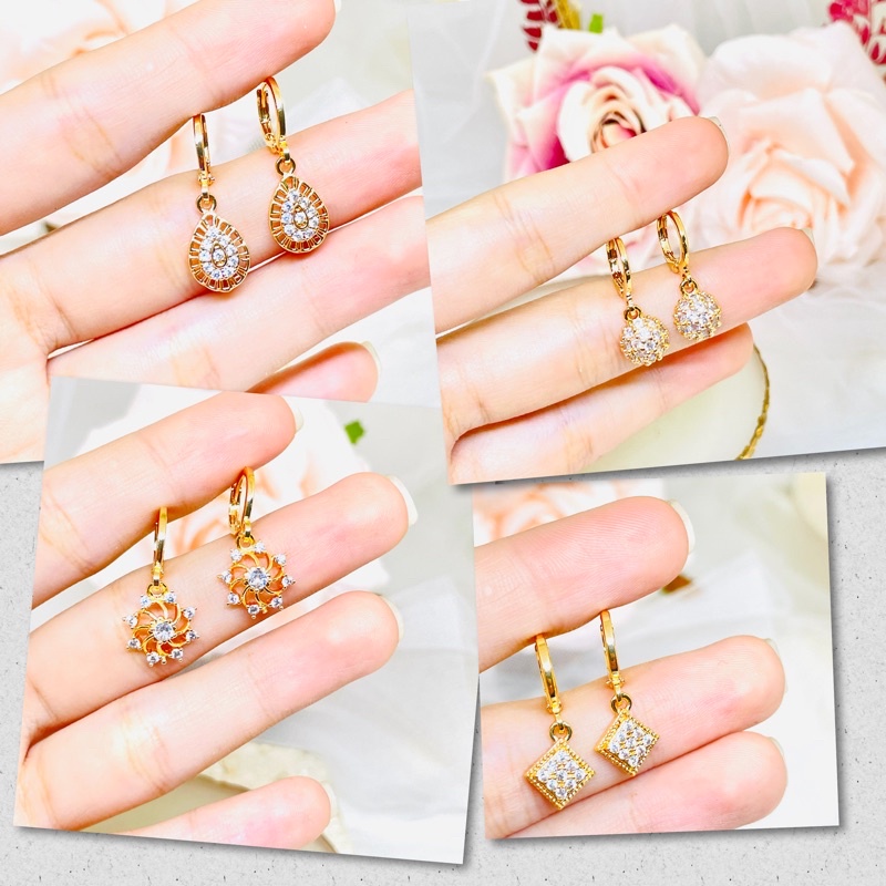 Anting jepit permata emas motif Xuping