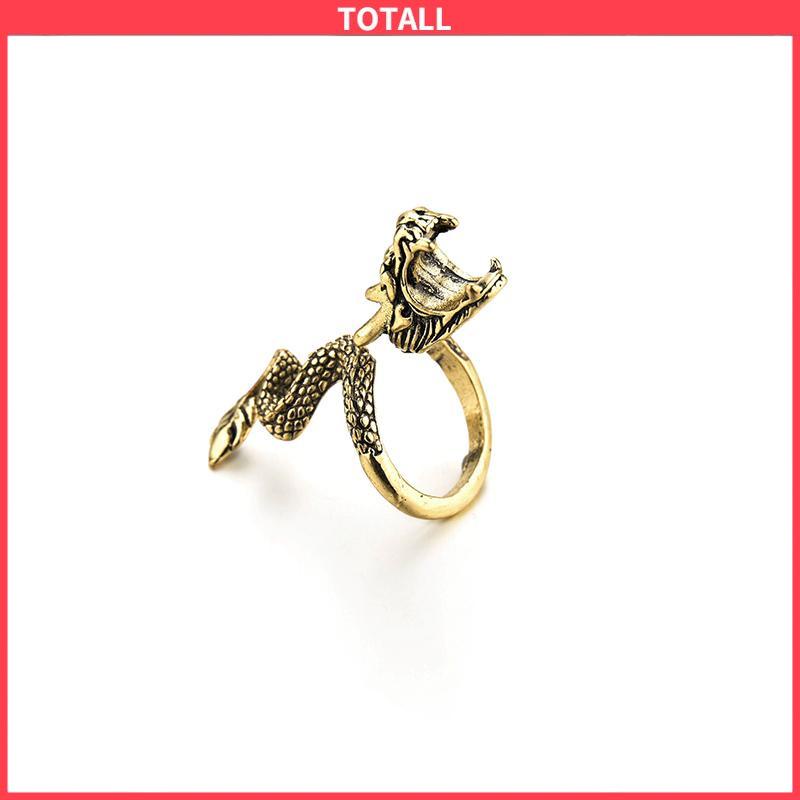 COD Cincin Naga Pria Keren Emas Creative Retro Style Dragon Design Ring Holder For Gift-Totall