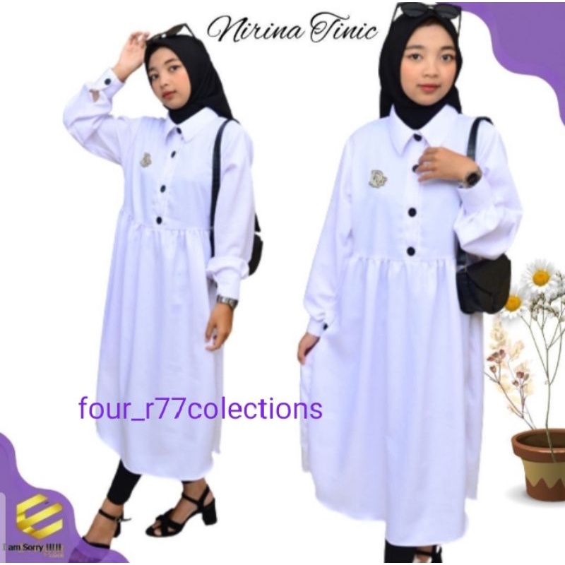 Four r01Nirina Tunik Atasan Remaja Terbaru Putih Polos Model Kekinian 2022
