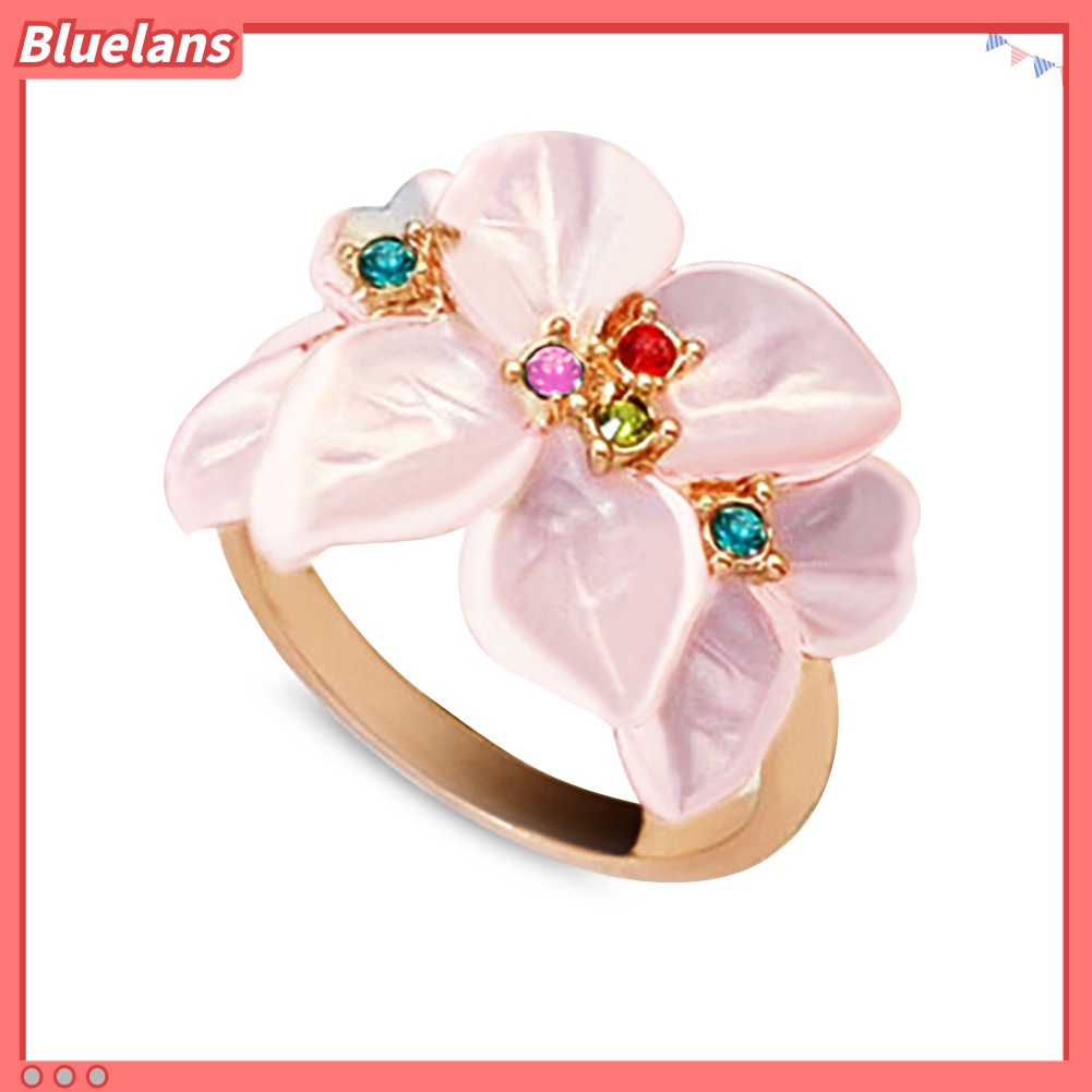 Bluelans Cincin Wanita Bahan Alloy Motif Bunga Untuk Pesta Pernikahan