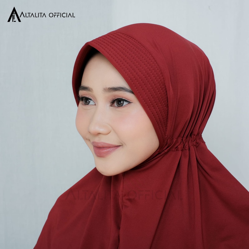 Altalita - Hijab Bergo Serut Jokowi Instan Menutup Dada pet Antem Polos Bahan Jersey Premium Cocok untuk Sekolah Olahraga Volly Futsal Senam dan Sehari-hari