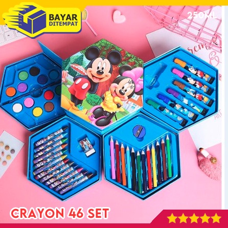 

Crayon Set Isi 46 Pensil Warna Spidol Cat Air Alat Lukis Mewarnai