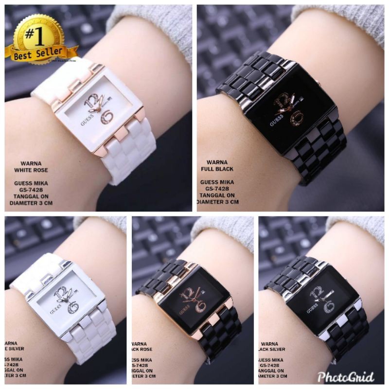 ORIGINAL [QS] COD-JAM TANGAN WANITA GUESS G6751 TALI RANTAI MIKA