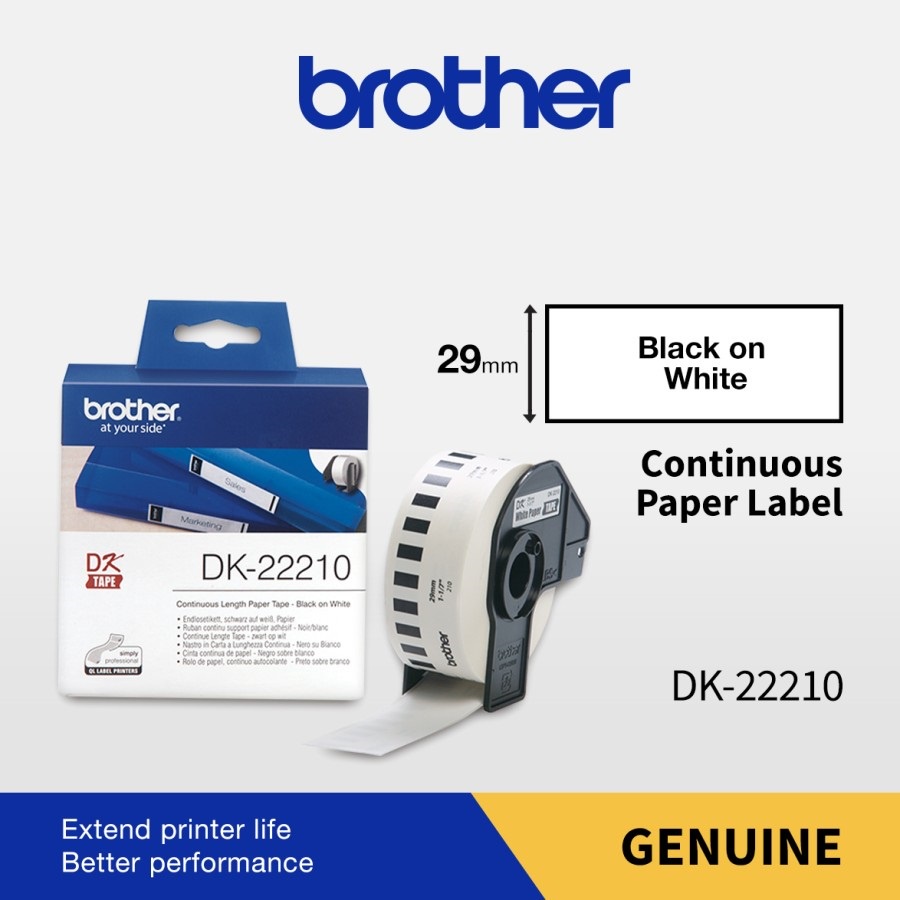 

Brother Label Tape DK-22210 Continuous Length Paper Tape 29mm
