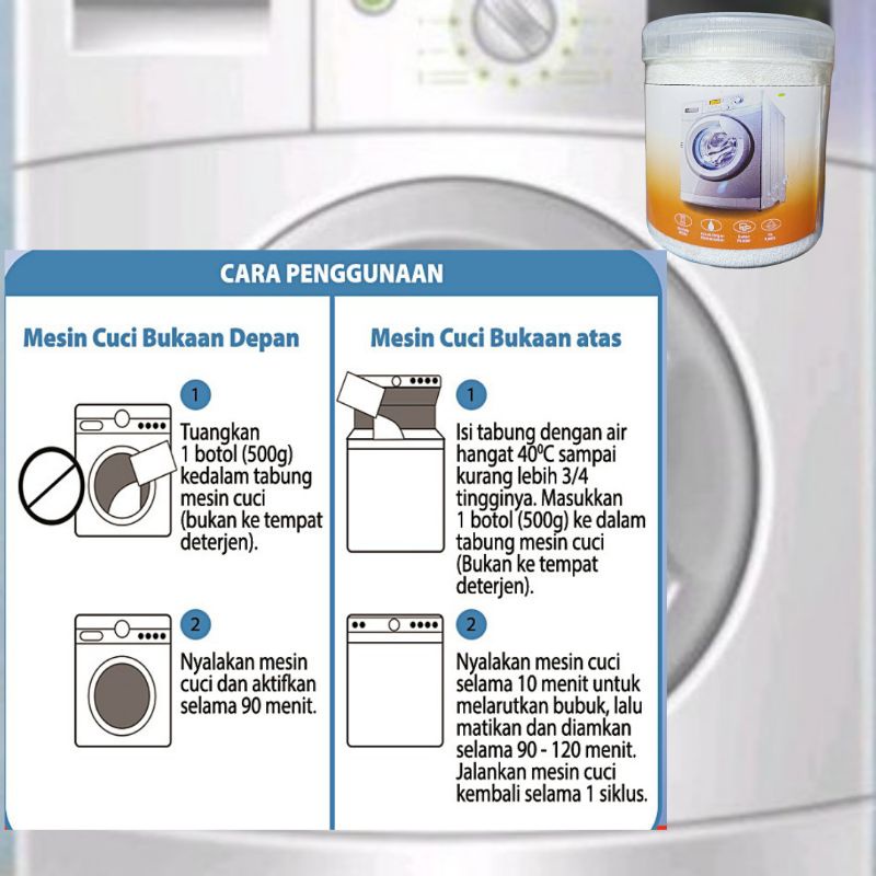 Pembersih mesin cuci front loading/top loading/dua tabung