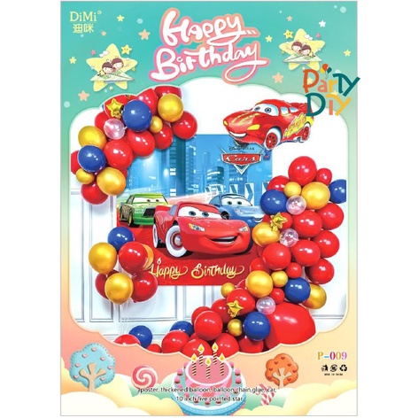 Paket Dekorasi Balon Ulang Tahun Anak / Balon Foil / Lightning McQueen / Truck