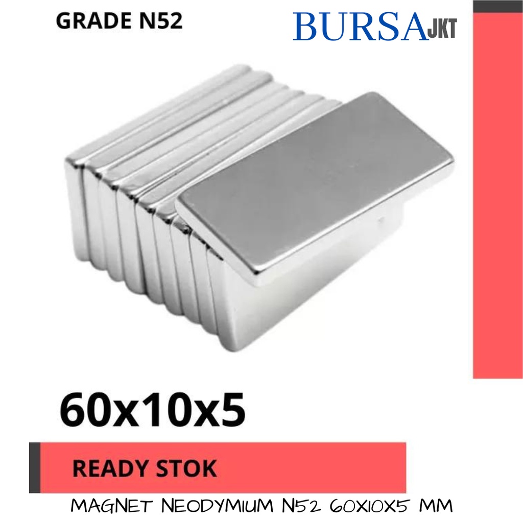 STRONG MAGNET SUPER KUAT N52  NdFeB SQUARE BAR BATANG 60X10X5 MM