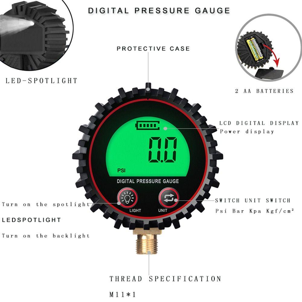 Solighter Digital Tire Pressure Gauge Professional 255PSI M11 1per4 1/8NPT PSI Meter