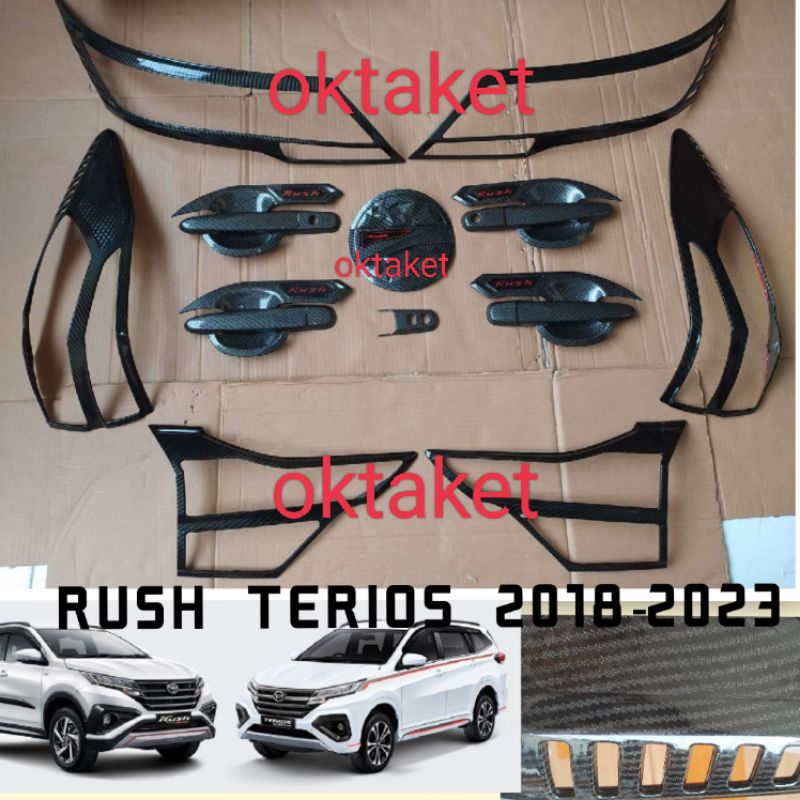 paket lengkap garnish depan belakang outer handle tank cover all new Rush Terios 2018 2022 2023 full carbon new