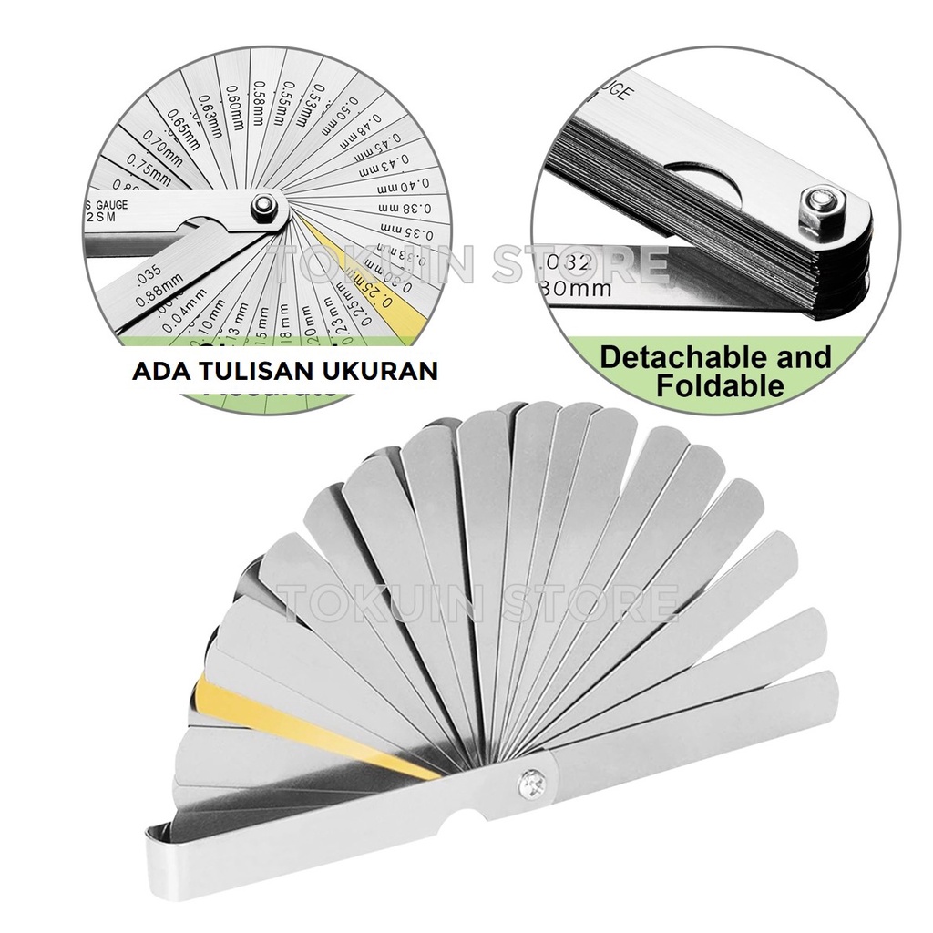 Filler Feeler Gauge 32 Blade Alat Ukur Ketebalan Celah Klep Isian Besi