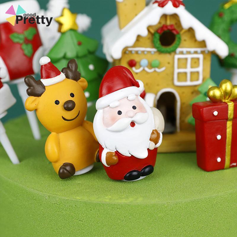 Topper Kue Desain Elk Gift Box Shape Merry Christmas Bahan Resin Untuk Dekorasi - PD