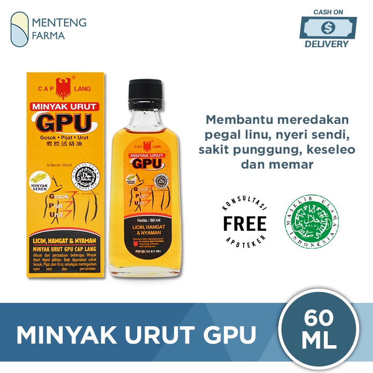 Minyak Urut GPU Cap Lang Minyak Sereh 60 mL - Minyak Urut Licin dan Hangat