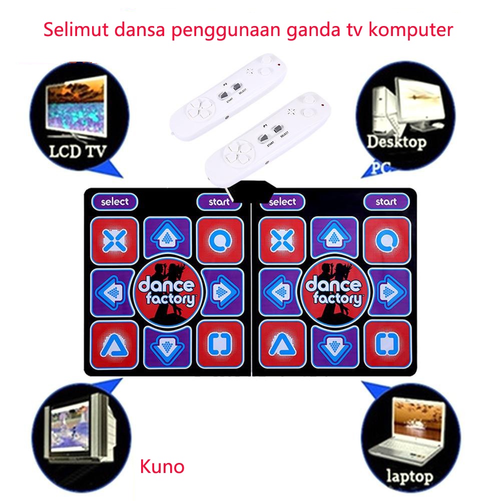 Double Dancing Mat Wireless TV dengan 2 Game Controller Dancing Pads dengan Remote Controller