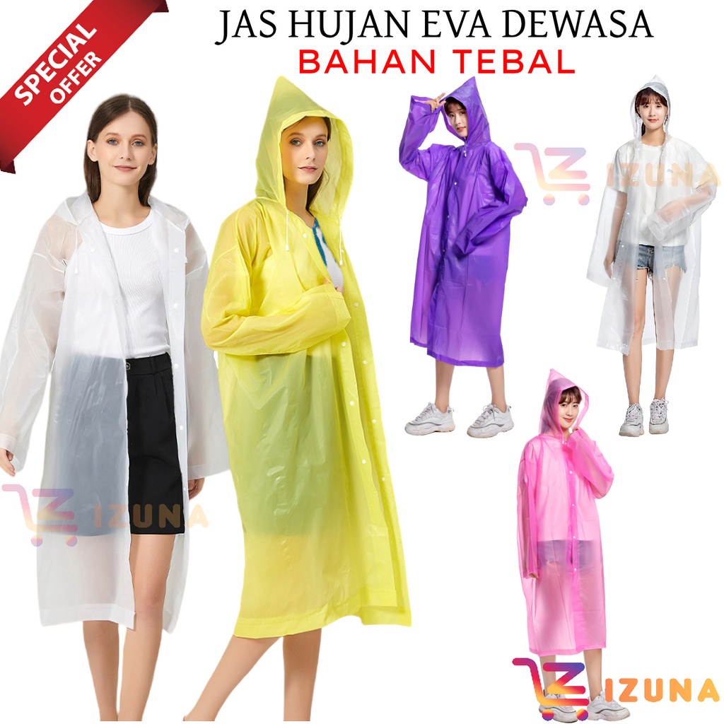 [IZUNA] JAS HUJAN EVA TRANSPARAN / JAS HUJAN DEWASA TERUSAN EVA / RAIN COAT MANTEL HUJAN / JAS HUJAN EVA LIGHTWEIGHT