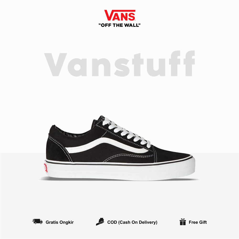 Vans Old Skool Classic Black White Pria Wanita Original 100 BNIB Globat Market Authentic Guarated Vanss Ori Ols School Item Putih