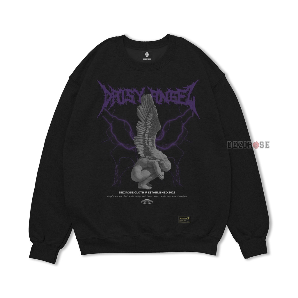 DEZIROSE - Crewneck Daisy Angel Sweater Pria Distro Fleece Tebal Premium Size M-XXL